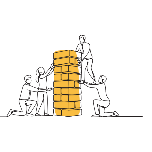 Illustration of a team working together